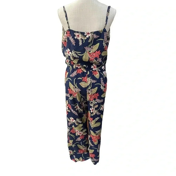 Polo Ralph Lauren V-Neck Drawstring Waist Blue Floral Jumpsuit Women’s size M - Picture 2 of 16